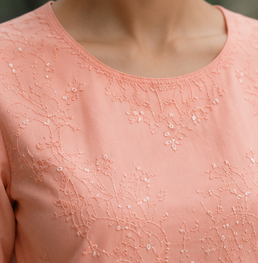 Stiched Peach Bloom Embroidered 2-Piece Suit