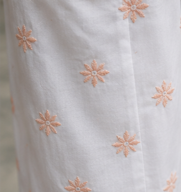 Stiched Peach Bloom Embroidered 2-Piece Suit