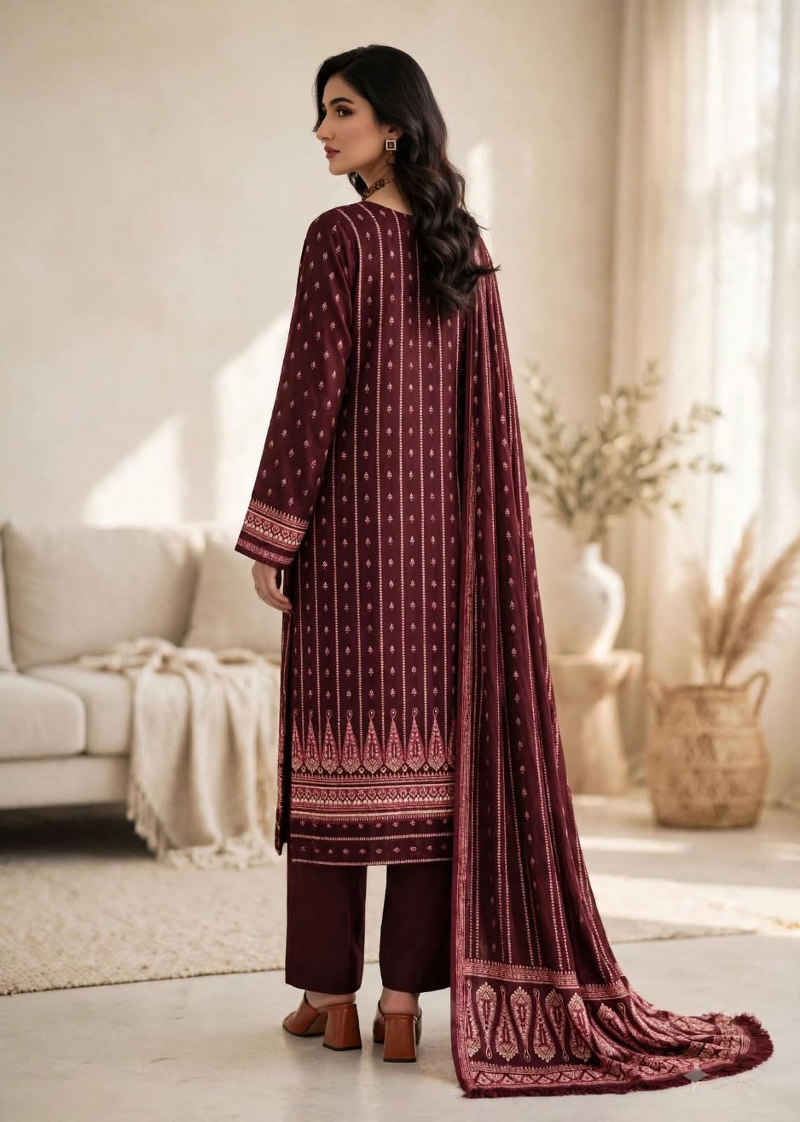 3 Pc Unstich Printed lown fabric Bin Naeem Brand
